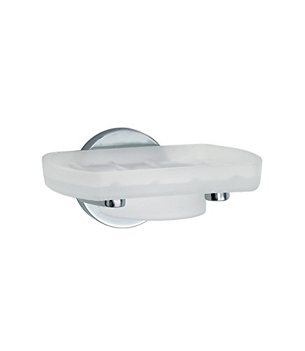 SMEDBO Holder with Glass Soap Dish, Polished Chrome LK342 Dachbodenhalter mit Seifenschale aus Glas, Porzellan, silber von SMEDBO