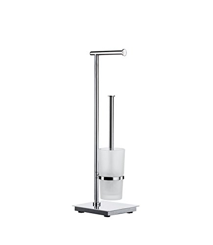 Smedbo "Outline Lite WC Rollenhalter und Bürste von Edelstahl poliert/mattiertes Glas, Silber/Weiß von SMEDBO