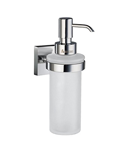 SMEDBO Soap Dispenser Wallmount, Polished Chrome RK369 Haushalter mit Seifenspender aus Glas, Milchglas, Silber von SMEDBO