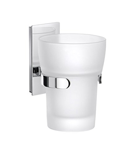 Smedbo Halter mit Glas Tumbler, Chrom poliert, ZK343 Pool, silber, 7,7 x 9 x 15,5 cm von SMEDBO