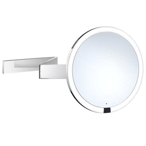 Smedbo Outline Kosmetikspiegel berührungslos mit LED-Beleuchtung PMMA rund 2-fach schwenkbar, Normale Ansicht und 7 Fach FK491EP von SMEDBO