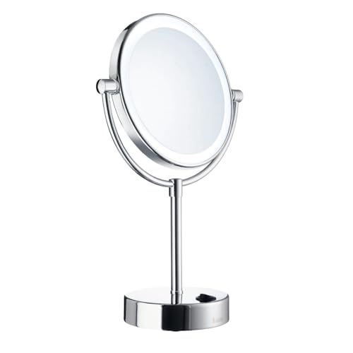 Smedbo Outline Rasierspiegel LED Akku Messing Kupfer Zinklegierung Chrom poliert von SMEDBO