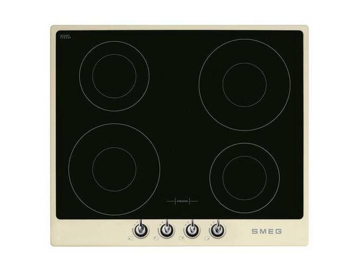 SMEG INDUKTIONSKOCHFELD VICTORIA, Creme, Metall, Glas, 59.6x60x51 cm, Made in Italy, Kindersicherung, Restwärmeanzeige je Kochzone, Topferkennung, von SMEG