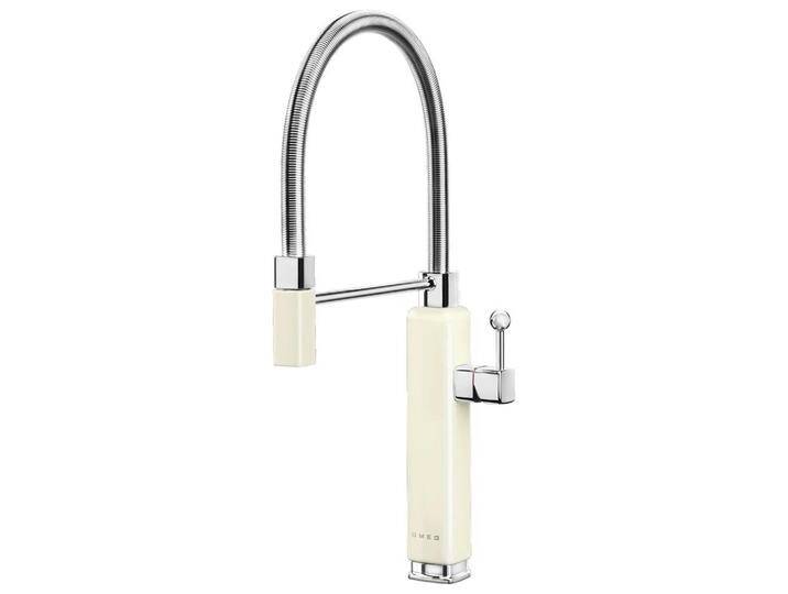SMEG KÜCHENARMATUR 50'S STYLE, Creme, Chrom, Metall, 9.4x48.2x26.8 cm, Made in Italy, flexible Anschlussschläuche, Keramikkartusche, schwenkbarer von SMEG