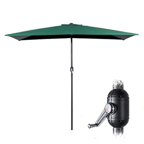 SMELEDFCFK Balkon Halbschirm Terrassenschirm 2m 2,5m Halb Rechteckiger Marktschirm Mit Kurbel, UV Schutz Halb Gartenschirm Für Wand Veranda Höfe(Green,200x100cm/6.5x3ft) von SMELEDFCFK