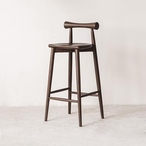 SMELEDFCFK Barstuhl Thekenhocker Aus Holz 75 cm Küchenhocker Rückenlehne Barhocker Massivholz Barstühle Hoher Hocker Vintage Style(Brown,65cm) von SMELEDFCFK