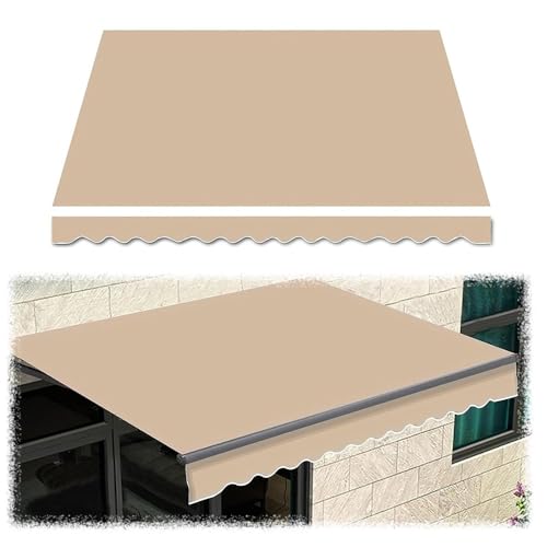SMELEDFCFK Einziehbare Markisenbespannung Canvas Ersatzstoff 3×2,5 M 4×2 M 3.6×3 7×4 M Sonnenschutz Markisentuch Polyester Überdachung Abdeckung(Khaki,13x10ft/400x300cm) von SMELEDFCFK