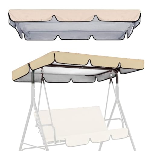 SMELEDFCFK Ersatzdach Hollywoodschaukel 2-3 Sitzer Gartenschaukel Ersatzdach Sonnendach Hollywoodschaukel Dach Wasserdicht Uv-Schutz Hollywoodschaukel Abdeckung(Beige,77x49in/195x125cm) von SMELEDFCFK