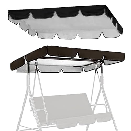 SMELEDFCFK Ersatzdach Hollywoodschaukel 2-3 Sitzer Gartenschaukel Ersatzdach Sonnendach Hollywoodschaukel Dach Wasserdicht Uv-Schutz Hollywoodschaukel Abdeckung(Black,65x45in/164x114cm) von SMELEDFCFK