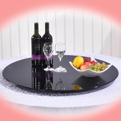SMELEDFCFK Esstisch Drehbare Tablett Gehärtetes Glas Lazy Susan Drehplatte 80cm 90cm 100cm, Schwarz Lazy Susan Drehteller Für Tischplatte, Runder Glas Drehscheibe(100cm/40in) von SMELEDFCFK