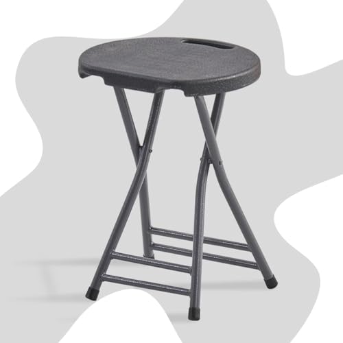 SMELEDFCFK Faltbarer Küchenhocker Tragbarer Klappstuhl Moderne Falthocker Haus Sitzhocker Mit Fußstütze Und Handle, Mehrere Farben(Black) von SMELEDFCFK