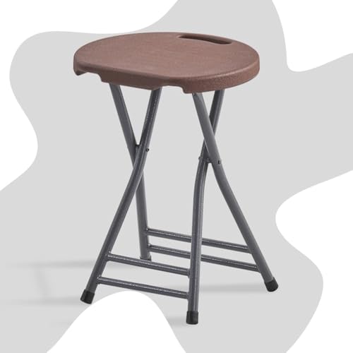 SMELEDFCFK Faltbarer Küchenhocker Tragbarer Klappstuhl Moderne Falthocker Haus Sitzhocker Mit Fußstütze Und Handle, Mehrere Farben(Brown) von SMELEDFCFK
