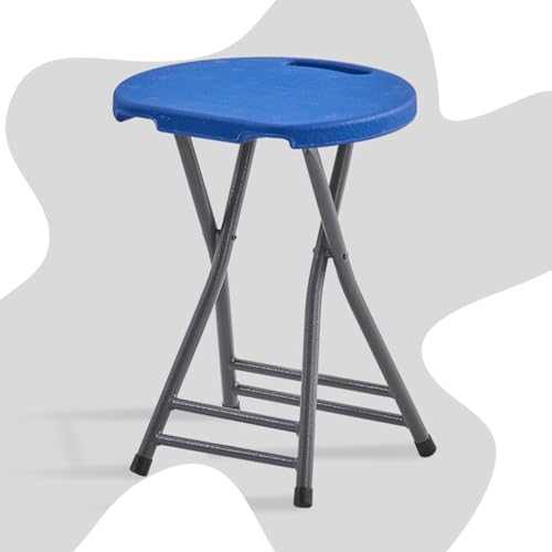 SMELEDFCFK Faltbarer Küchenhocker Tragbarer Klappstuhl Moderne Falthocker Haus Sitzhocker Mit Fußstütze Und Handle, Mehrere Farben(Dark Blue) von SMELEDFCFK