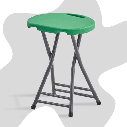 SMELEDFCFK Faltbarer Küchenhocker Tragbarer Klappstuhl Moderne Falthocker Haus Sitzhocker Mit Fußstütze Und Handle, Mehrere Farben(Dark Green) von SMELEDFCFK