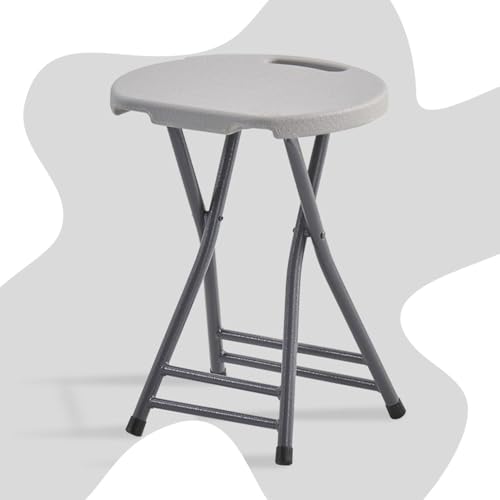 SMELEDFCFK Faltbarer Küchenhocker Tragbarer Klappstuhl Moderne Falthocker Haus Sitzhocker Mit Fußstütze Und Handle, Mehrere Farben(Grey) von SMELEDFCFK