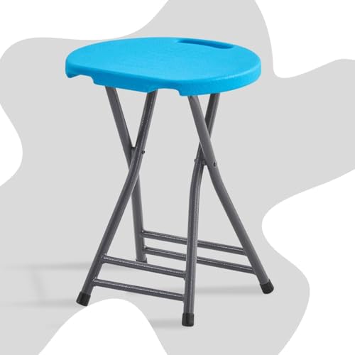 SMELEDFCFK Faltbarer Küchenhocker Tragbarer Klappstuhl Moderne Falthocker Haus Sitzhocker Mit Fußstütze Und Handle, Mehrere Farben(Light Blue) von SMELEDFCFK
