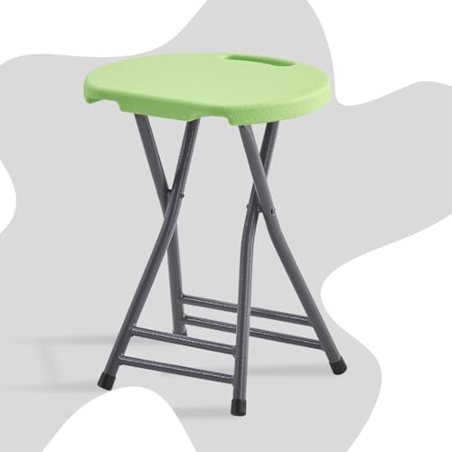 SMELEDFCFK Faltbarer Küchenhocker Tragbarer Klappstuhl Moderne Falthocker Haus Sitzhocker Mit Fußstütze Und Handle, Mehrere Farben(Light Green) von SMELEDFCFK