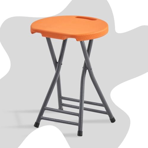 SMELEDFCFK Faltbarer Küchenhocker Tragbarer Klappstuhl Moderne Falthocker Haus Sitzhocker Mit Fußstütze Und Handle, Mehrere Farben(Orange) von SMELEDFCFK