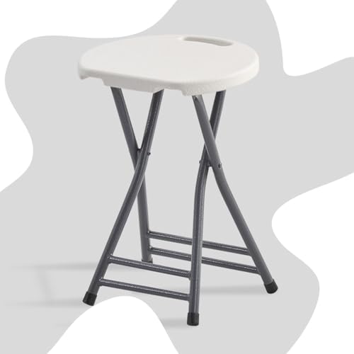 SMELEDFCFK Faltbarer Küchenhocker Tragbarer Klappstuhl Moderne Falthocker Haus Sitzhocker Mit Fußstütze Und Handle, Mehrere Farben(White) von SMELEDFCFK