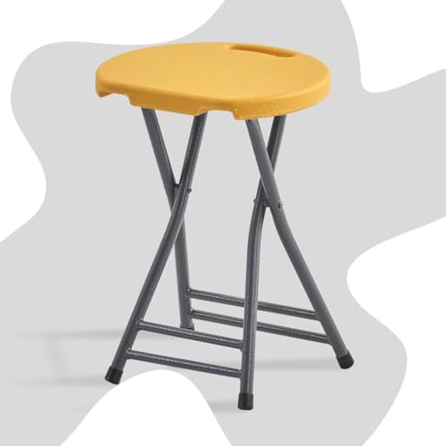 SMELEDFCFK Faltbarer Küchenhocker Tragbarer Klappstuhl Moderne Falthocker Haus Sitzhocker Mit Fußstütze Und Handle, Mehrere Farben(Yellow) von SMELEDFCFK