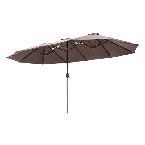 SMELEDFCFK Groß Doppelsonnenschirm 4.5m Marktschirm Sonnenschutz Rechteckig Gartenschirm Markt XXL Sonnenschirm Kurbelschirm Für Höfe Garten Pool(Brown) von SMELEDFCFK