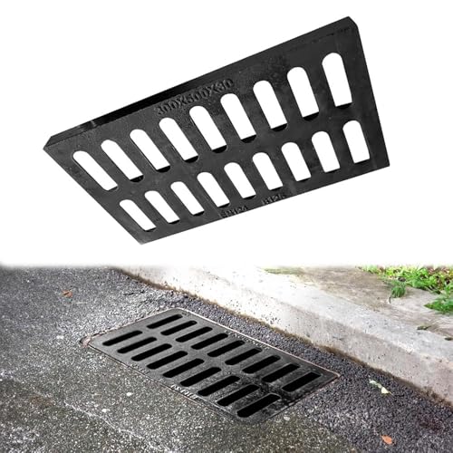 SMELEDFCFK Gusseisen Kanalrost Ablaufabdeckung Robustes Kanalgitter Metallgitter Auffahrt Deck Hof Garage Keller Ablaufrost Außen Grabenabdeckung(50x35x3cm/20x14x1.2in) von SMELEDFCFK