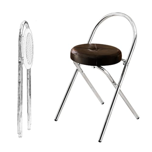 SMELEDFCFK Klappbar Hocker, Runder Barhocker Gepolsterte Tresenhocker, Zusammenklappbarer Barstühle Mit Rückenlehne Für Innen Außen(Black,58cm) von SMELEDFCFK