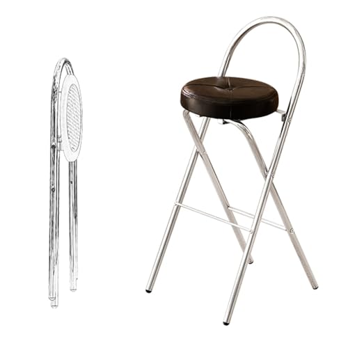 SMELEDFCFK Klappbar Hocker, Runder Barhocker Gepolsterte Tresenhocker, Zusammenklappbarer Barstühle Mit Rückenlehne Für Innen Außen(Black,78cm) von SMELEDFCFK