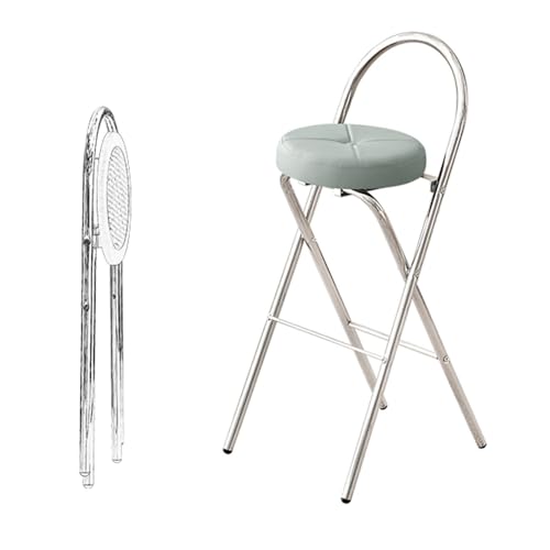 SMELEDFCFK Klappbar Hocker, Runder Barhocker Gepolsterte Tresenhocker, Zusammenklappbarer Barstühle Mit Rückenlehne Für Innen Außen(Grey,78cm) von SMELEDFCFK