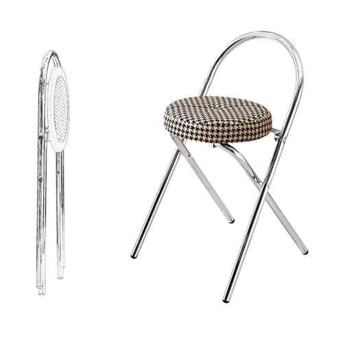 SMELEDFCFK Klappbar Hocker, Runder Barhocker Gepolsterte Tresenhocker, Zusammenklappbarer Barstühle Mit Rückenlehne Für Innen Außen(Lattice,48cm) von SMELEDFCFK