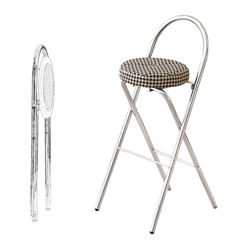 SMELEDFCFK Klappbar Hocker, Runder Barhocker Gepolsterte Tresenhocker, Zusammenklappbarer Barstühle Mit Rückenlehne Für Innen Außen(Lattice,68cm) von SMELEDFCFK