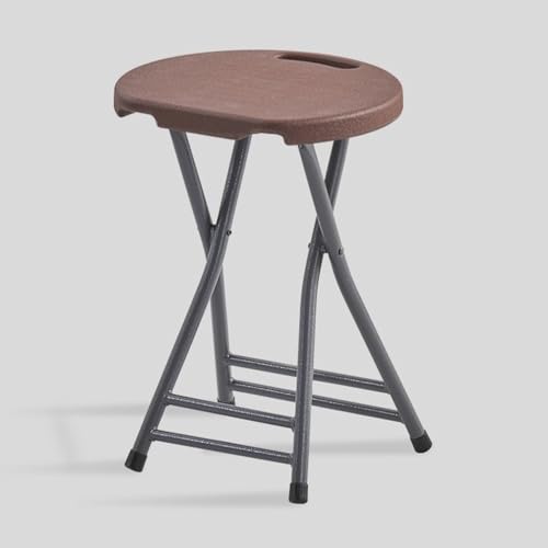 SMELEDFCFK Klappbar Tragbarer Hocker Küchenhocker Mit Griff Rückenfreier Klapphocker Mit Fußstütze Für Innen/Außen Sitzhöhe 45cm(Brown) von SMELEDFCFK