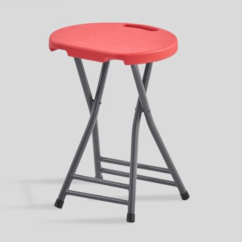 SMELEDFCFK Klappbar Tragbarer Hocker Küchenhocker Mit Griff Rückenfreier Klapphocker Mit Fußstütze Für Innen/Außen Sitzhöhe 45cm(Red) von SMELEDFCFK
