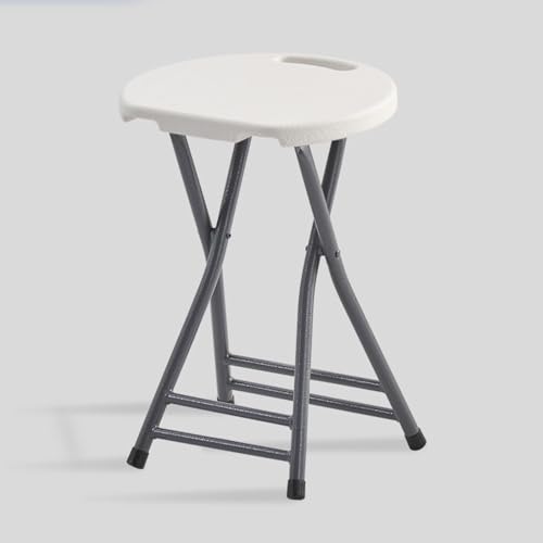 SMELEDFCFK Klappbar Tragbarer Hocker Küchenhocker Mit Griff Rückenfreier Klapphocker Mit Fußstütze Für Innen/Außen Sitzhöhe 45cm(White) von SMELEDFCFK