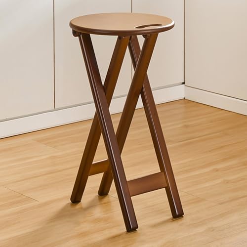 SMELEDFCFK Klappbarer Küchenhocker Theken Tresenhocker Holz Barhocker Mit Fußstütze Runde Barstuhl Esszimmerstuhl Mit Griff 43cm 60cm Sitzhöhe(60cm/24in) von SMELEDFCFK