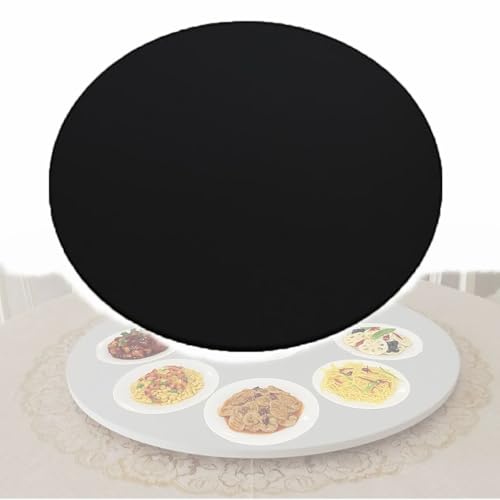 SMELEDFCFK Lazy Susan Drehplatte 80cm 90cm 100cm Große Holz Drehteller Servierplatte Runder Tischplatte Drehteller Lazy Susan Drehplatte Esstisch Tablett 360° Drehbar(Black,70cm/28in) von SMELEDFCFK