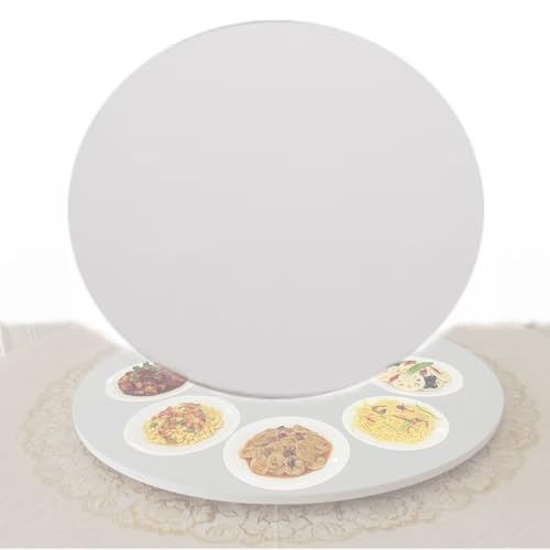SMELEDFCFK Lazy Susan Drehplatte 80cm 90cm 100cm Große Holz Drehteller Servierplatte Runder Tischplatte Drehteller Lazy Susan Drehplatte Esstisch Tablett 360° Drehbar(White,75cm/30in) von SMELEDFCFK