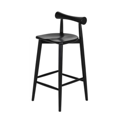SMELEDFCFK Massivholz Barhocker Retro Tresenhocker Holz Barstuhl Mit Lehne Und Fußstütze 65cm/75cm Küchenhocker Für Theken Küche Hausbar(Black,65cm/26in) von SMELEDFCFK