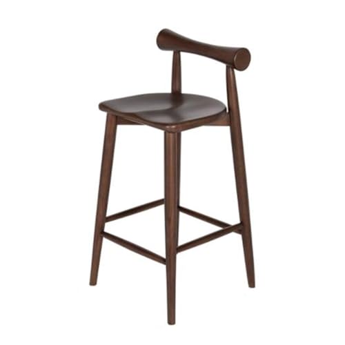 SMELEDFCFK Massivholz Barhocker Retro Tresenhocker Holz Barstuhl Mit Lehne Und Fußstütze 65cm/75cm Küchenhocker Für Theken Küche Hausbar(Brown,75cm/30in) von SMELEDFCFK