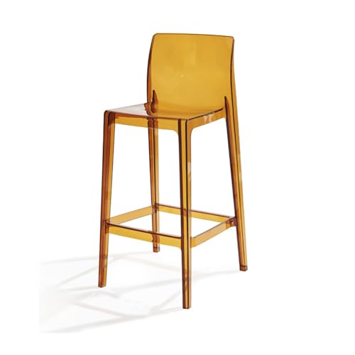 SMELEDFCFK Moderne Thekenhocker Mit Rückenlehne, Transparent Barstuhl Aus Acryl, Küchenhocker Barhocker Mit Fußstütze Für Esszimmer Küche Cafés(Brown) von SMELEDFCFK