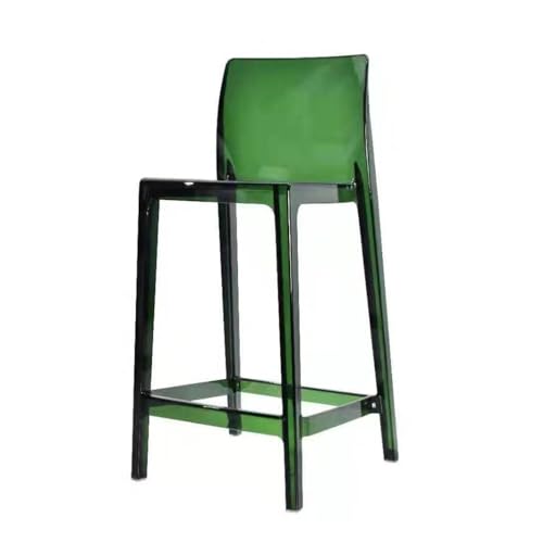 SMELEDFCFK Moderne Thekenhocker Mit Rückenlehne, Transparent Barstuhl Aus Acryl, Küchenhocker Barhocker Mit Fußstütze Für Esszimmer Küche Cafés(Dark Green) von SMELEDFCFK
