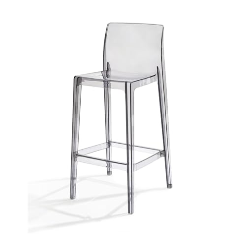 SMELEDFCFK Moderne Thekenhocker Mit Rückenlehne, Transparent Barstuhl Aus Acryl, Küchenhocker Barhocker Mit Fußstütze Für Esszimmer Küche Cafés(Grey) von SMELEDFCFK