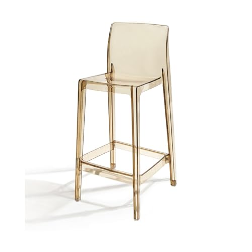 SMELEDFCFK Moderne Thekenhocker Mit Rückenlehne, Transparent Barstuhl Aus Acryl, Küchenhocker Barhocker Mit Fußstütze Für Esszimmer Küche Cafés(Khaki) von SMELEDFCFK