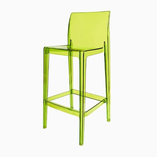 SMELEDFCFK Moderne Thekenhocker Mit Rückenlehne, Transparent Barstuhl Aus Acryl, Küchenhocker Barhocker Mit Fußstütze Für Esszimmer Küche Cafés(Light Green) von SMELEDFCFK