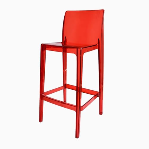 SMELEDFCFK Moderne Thekenhocker Mit Rückenlehne, Transparent Barstuhl Aus Acryl, Küchenhocker Barhocker Mit Fußstütze Für Esszimmer Küche Cafés(Red) von SMELEDFCFK
