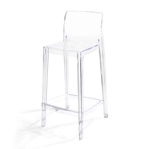SMELEDFCFK Moderne Thekenhocker Mit Rückenlehne, Transparent Barstuhl Aus Acryl, Küchenhocker Barhocker Mit Fußstütze Für Esszimmer Küche Cafés(Transparent) von SMELEDFCFK