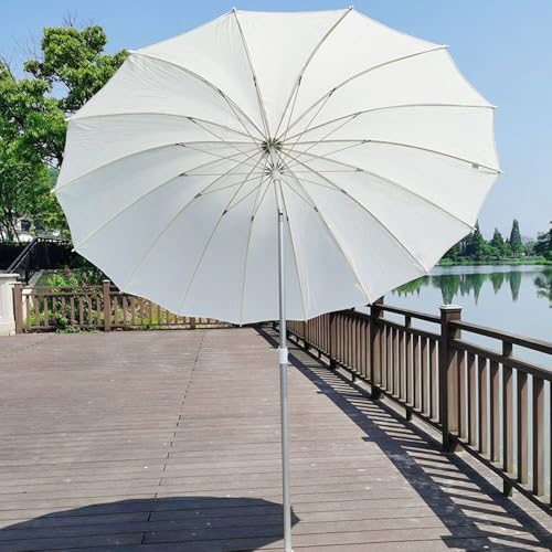 SMELEDFCFK Shanghai Gartenschirm Ø 200cm Outdoor Marktschirm Runde Sonnenschutz Shanghai Sonnenschirm Aluminium Balkonschirm Neigbar Mit 16 Rippen(White) von SMELEDFCFK