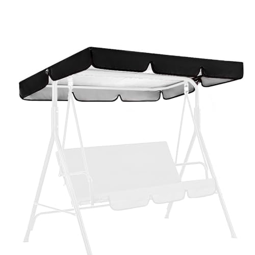 SMELEDFCFK Sonnendach Für Hollywoodschaukel Wasserabweisend Ersatzdach Für Hollywoodschaukel 2/3 Sitzer Hollywoodschaukel Dach-Plane Dach Für Gartenschaukel(Black,75x52in/190x132cm) von SMELEDFCFK