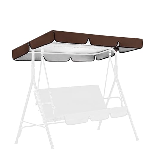 SMELEDFCFK Sonnendach Für Hollywoodschaukel Wasserabweisend Ersatzdach Für Hollywoodschaukel 2/3 Sitzer Hollywoodschaukel Dach-Plane Dach Für Gartenschaukel(Brown,65x45in/164x114cm) von SMELEDFCFK