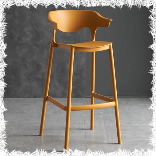SMELEDFCFK Stapelbare Küchenhocker Esszimmer Barstuhl Bistrohocker Kunststoff Hocker Mit Lehne 65cm 75cm Barhocker Mit Fußstütze Für Thekenhöhe(Yellow,26in/65cm) von SMELEDFCFK